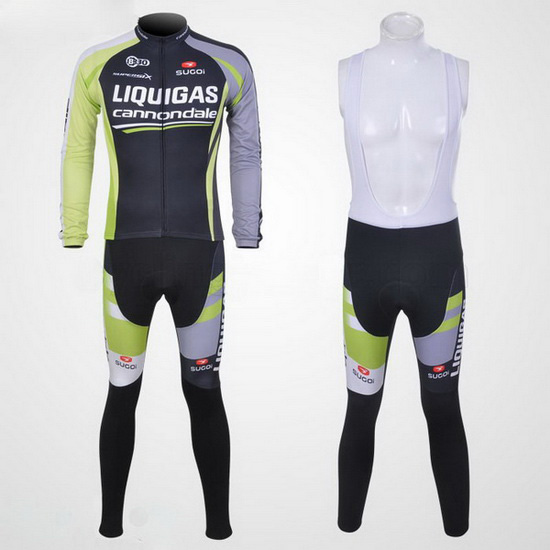 2011 Maillot Liquigas Tirantes Mangas Largas Negro Y verde